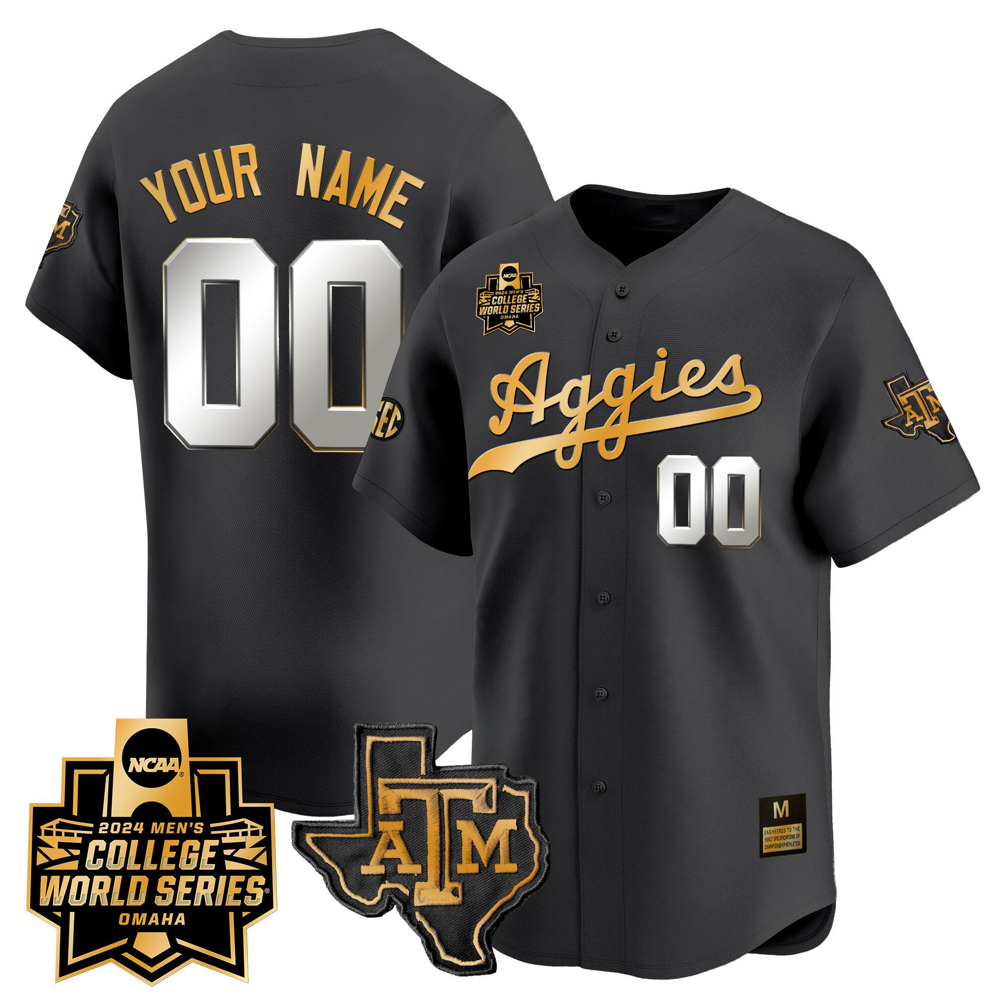 Men Texas A&M Aggies Black 2024 College World Series Vapor Premier Limited Custom NCAA Jersey->customized nfl jersey->Custom Jersey
